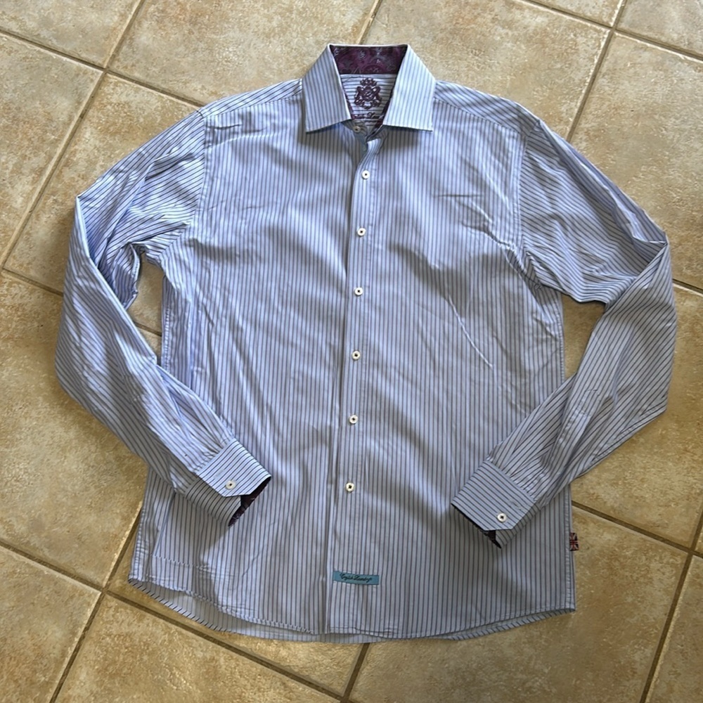 English Laundry Purple Striped Button Down Shirt Men's size 16 36-37